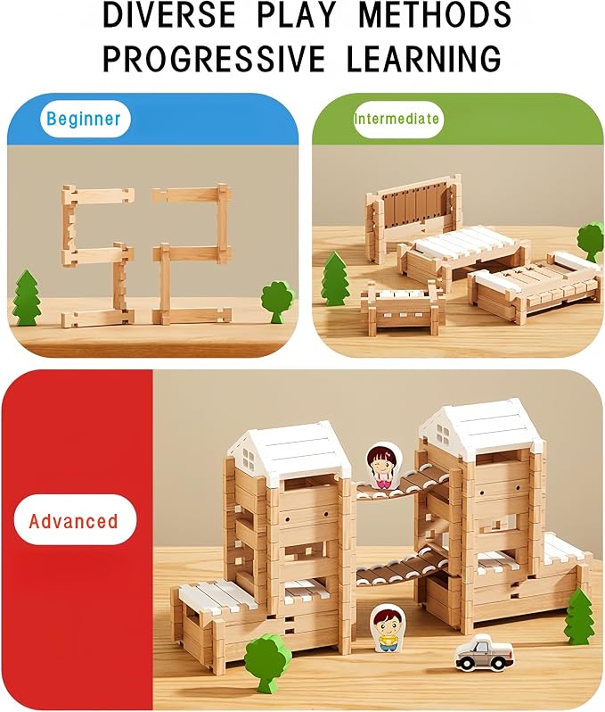 105Pcs Wooden Building Blocks Set, STEM Educational Toy for Kids 3-8 - Image 5