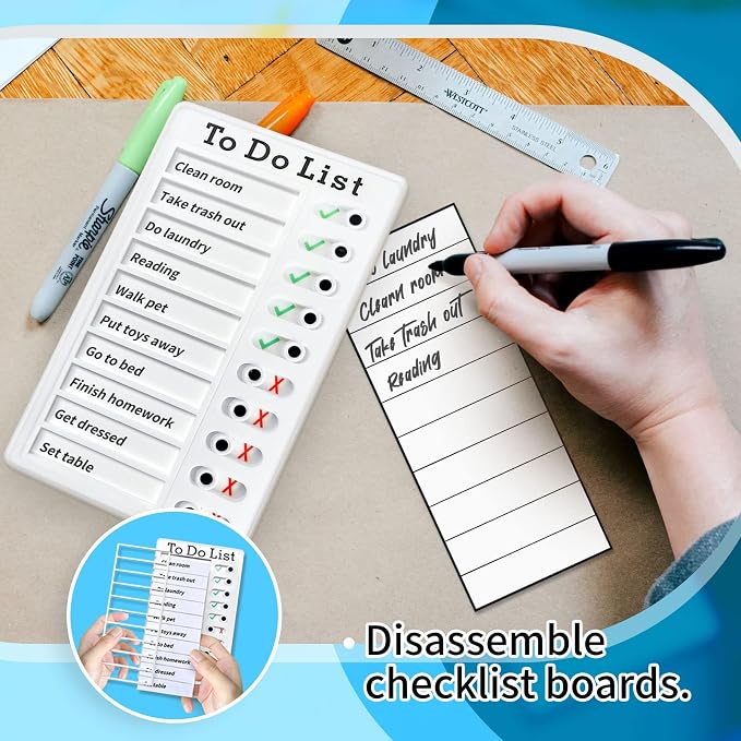 Chore Chart To Do List Adhd Tools for Kids and Adults Sliding Morning Routine Chart for Kids Detachable RV Checklist Board Reusable My Chores Checklist Task Board - Image 2