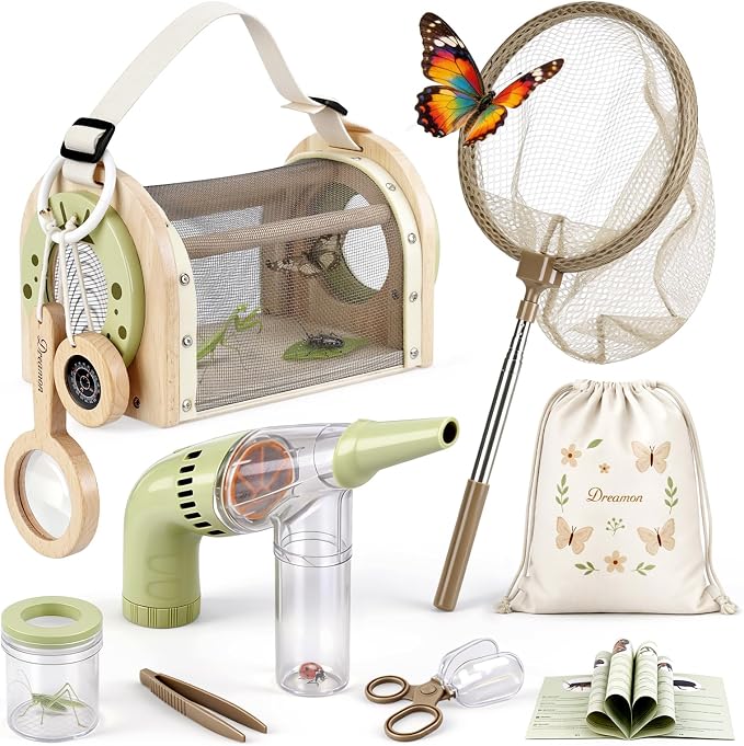 Wooden Kids Bug Catching Kit, Dreamon 11 Pcs Outdoor Toys for Kids Ages 4-8 by Dreamon
