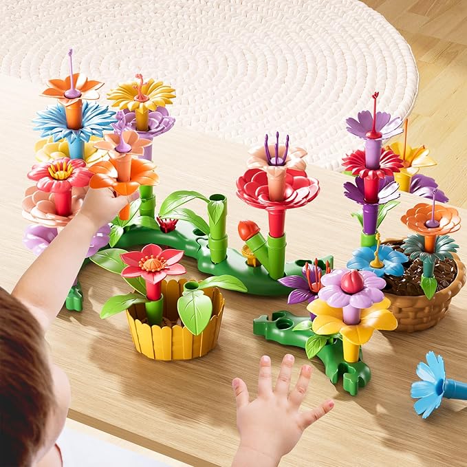 81 Pcs 3 Year Old Girl Gifts,Flower Garden Building Toy Set Toddlers Toys Gifts Best Educational Learning Fine DIY Crafts Stem Construction Stacking Kit,for 3 4 5 6 7 Year Kids Birthday