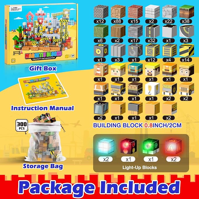 300PCS Magnetic Building Cubes & Blocks Construction Set for Kids - Image 5