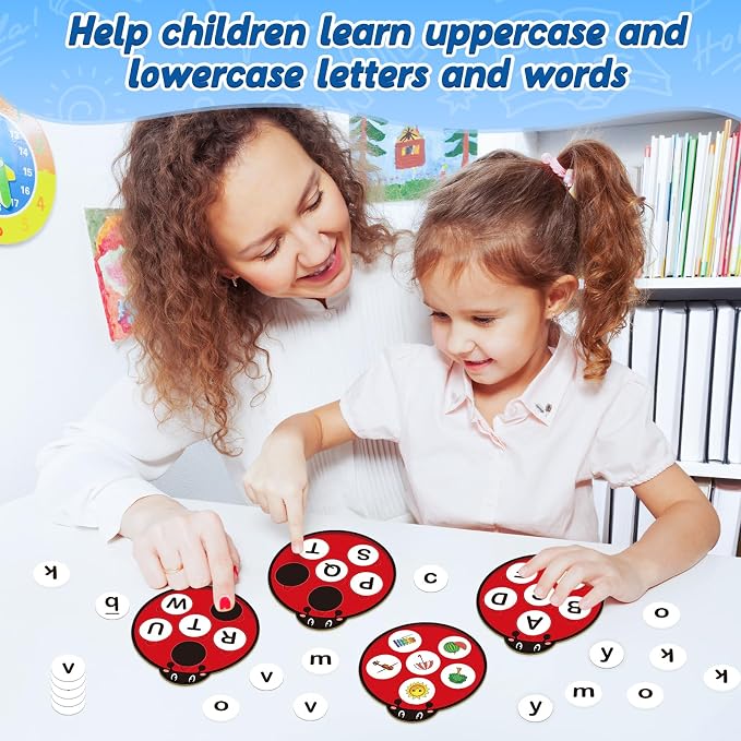 Kasfalci Alphabet Games for Kids Toddlers,Animal Cards,Alphabet Learning Toys,ABC Flash Cards,Speech Therapy,Letter Matching Board Games for Kids 3-6,Ladybug Toys,Preschool Classroom Must Haves - Image 2