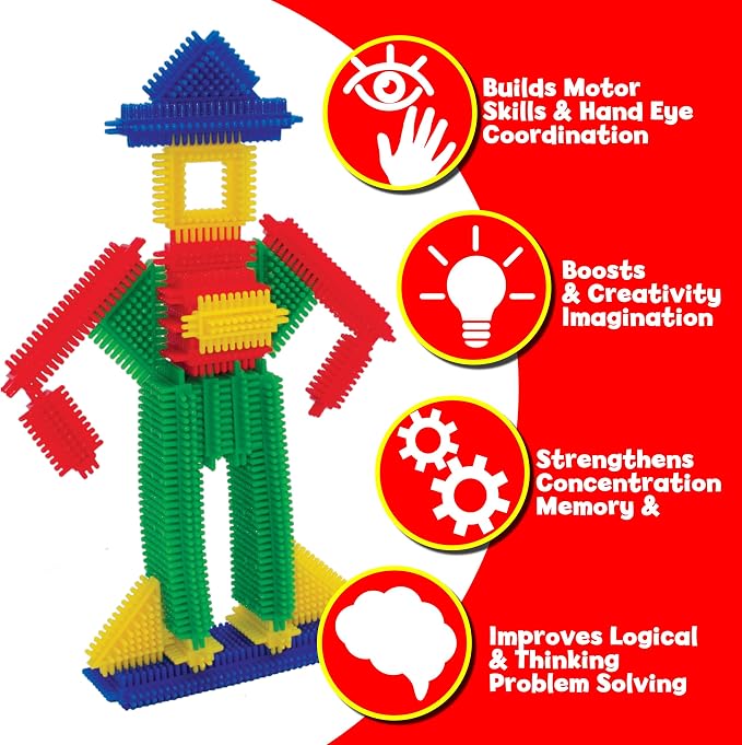 Ryan's Room Thistle Blocks – STEM Toys Building Blocks – Innovative Building Toys for Toddlers 3-5 – 210 Pieces Colorful, Chunky Interlocking Construction Set - Image 3