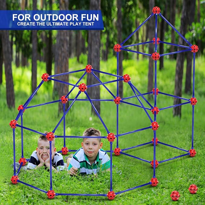 V-Opitos Fort Building Kits for Kids, 140 PCS STEM Construction Toys, Christmas, Birthday Gifts for 4, 5, 6, 7, 8, 9, 10, 11, 12 Years Old Boys & Girls, Indoor & Outdoor Play Tent Activity - Image 6