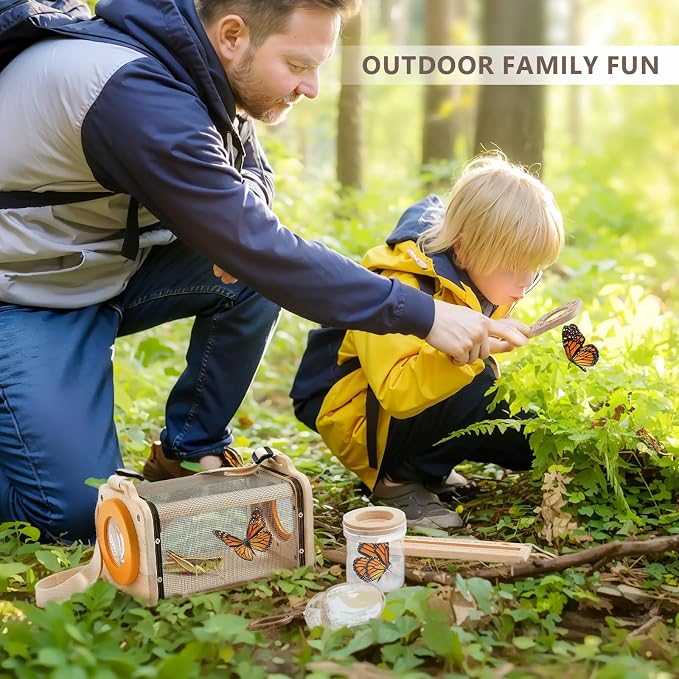 Montessori Wooden Bug Catcher Kit for Kids - 8-in-1 Outdoor Explorer Set with Habitat, Net & Magnifying Glass STEM Learning Toys for Ages 3-8 Nature Gift for Boys & Girls - Image 2