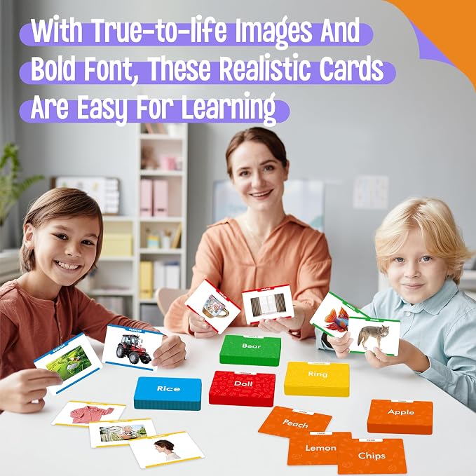 300 Noun Picture-Word Cards, Picture Flashcards Language Builder Visual Aid Speech Development Tool for Autism, ESL Teaching Materials for Adults, Non-Verbal Children Vocabulary Builder for Toddlers - Image 6
