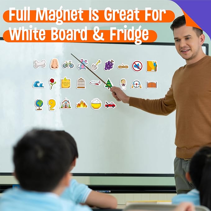 50 PCS Magic E Object Magnets, Magnetic Thickened Fridge Magnets Adorable Educational Phonics Learning Toys for Preschooler, Kindergarteners, Kids 3+ - Image 4