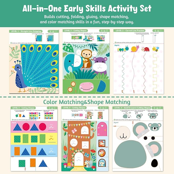 JoyCat Scissor Skills Activity Kit, Toddler Scissors Ages 3-5, Animals - Image 7