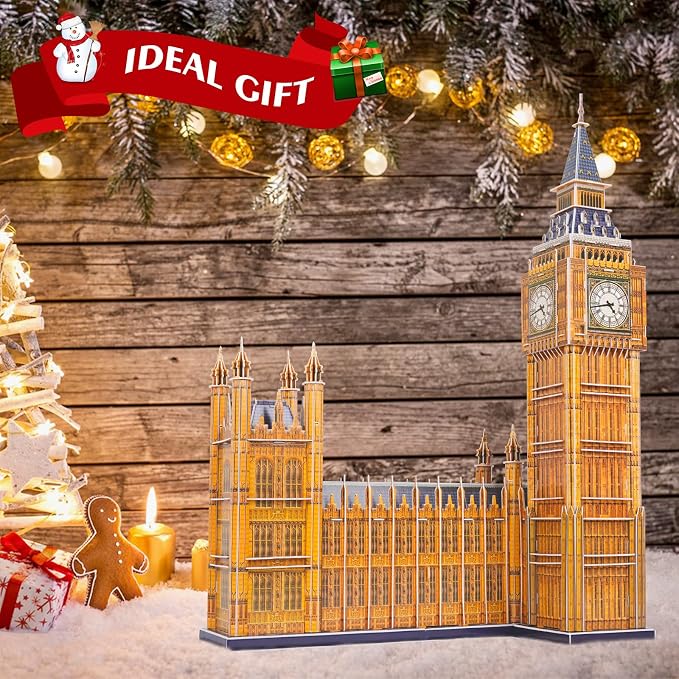 3D Puzzles for Adults & Kids, London Big Ben City Architecture Building Model Kit, 3-D Puzzle DIY Craft Kits STEM Educational Family Assembly Toys Gifts for Boys Girls 10-12-14 Home Decor, 190 Pieces - Image 5
