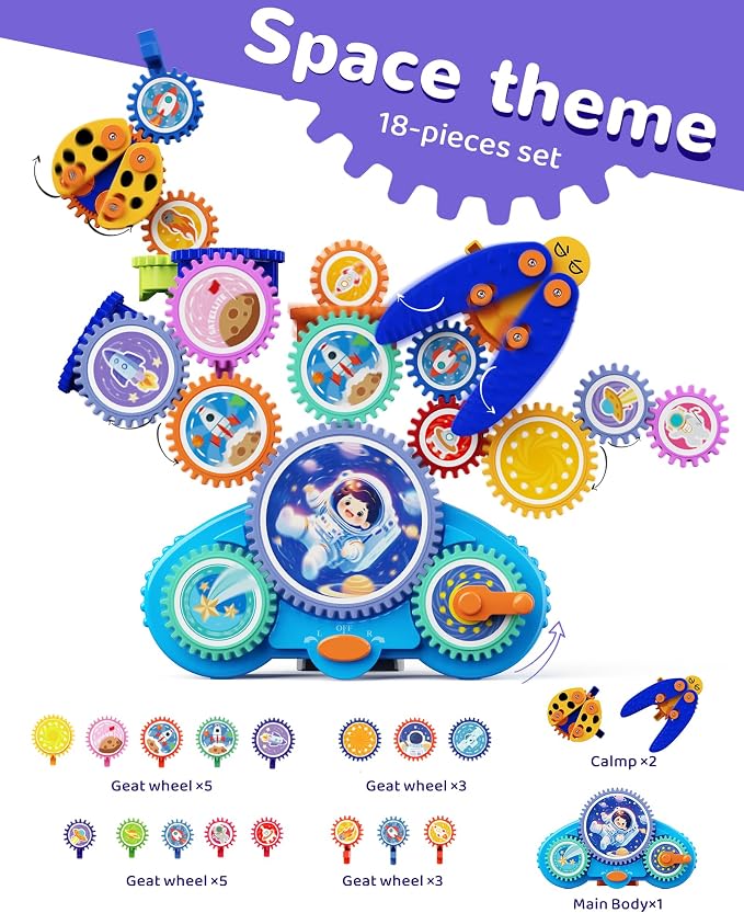 KOKODI Gear Building Toys for Kids, Electric & Manual Construction Set for Kids, Engineering Learning Kit for Ages 3-8 Years Old, Birthday Gifts & Preschool Educational Toys for Boys Girls - Image 7