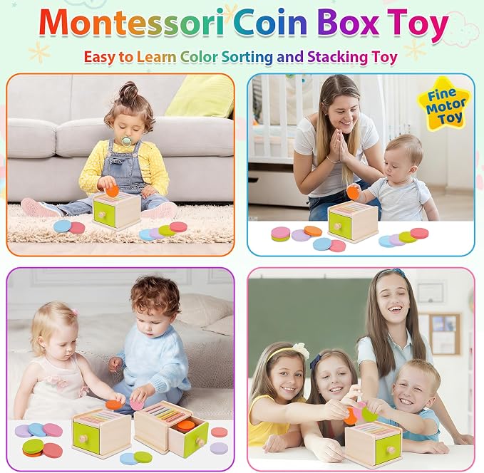 FCSONU Toddlers Montessori Coin Box Toys for 1 2 3 Year Old Boys Girls Baby - Image 6