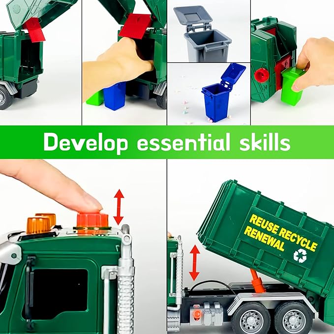 Mobius Garbage Truck Toy – Recycling Vehicle with Lights & Sounds | Educational Eco Play Truck for Kids Ages 3–7