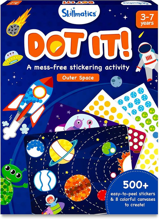 Skillmatics Dot It Sticker Art - Space, Mess-Free Fun for Kids, 500+ Stickers, Craft Kits, DIY Scrapbooking Activity, Travel Toys, Gifts for Boys & Girls Ages 3, 4, 5, 6, 7