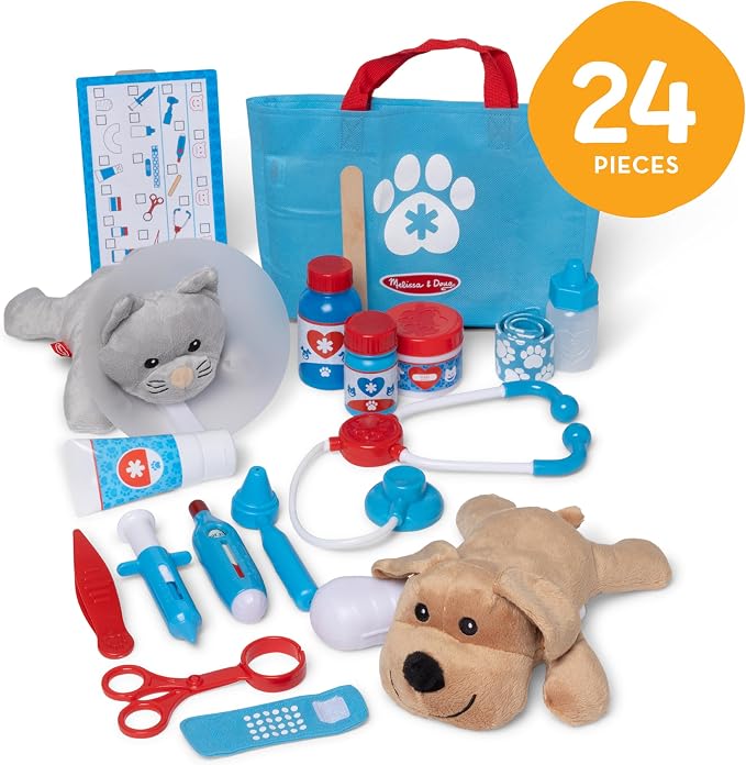 Melissa & Doug Examine and Treat Pet Vet Play Set, 24-Piece Animal Doctor Playset with Dog & Cat Plushies, Pet Doctor Kit & Accessories, Preschool Toys for Girls & Boys Ages 3+ - Image 3