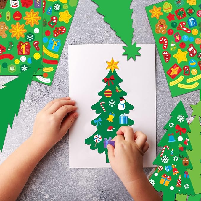 chiazllta 945Pcs DIY Christmas Tree Craft Kit Kids Holiday Art Making Craft with Stickers, Make Your Own Christmas Bookmark Xmas Party Favor Decoration Home Classroom Game Activities - Image 4