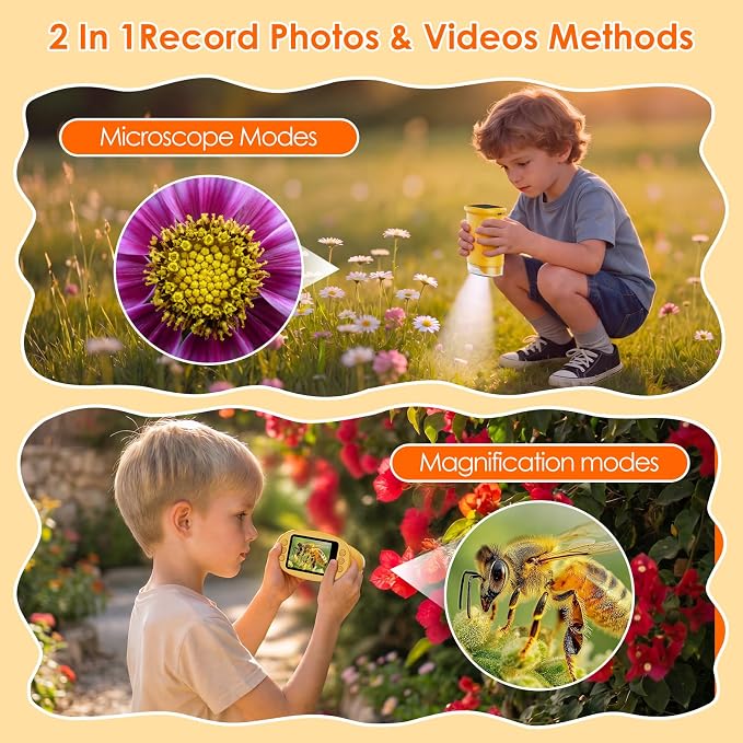 4K 1000X Handheld Digital Microscope for Kids with 2.0" IPS Screen(Yellow) - Image 6