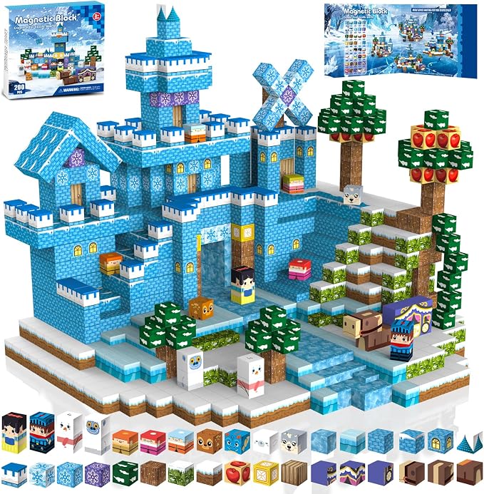 200pcs Magnetic Blocks, Magnetic Building Cubes Sets for Kids Ages 4-8 by GRYXPOX-BuildMagwonderWorlds