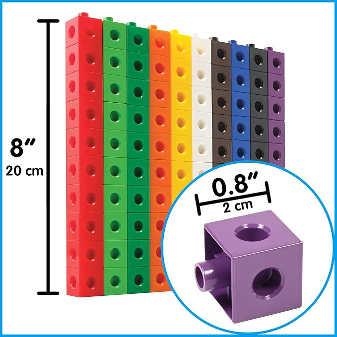edxeducation Linking Cubes, Set of 100, Counting Cubes, Color Sorting Toys - Image 2