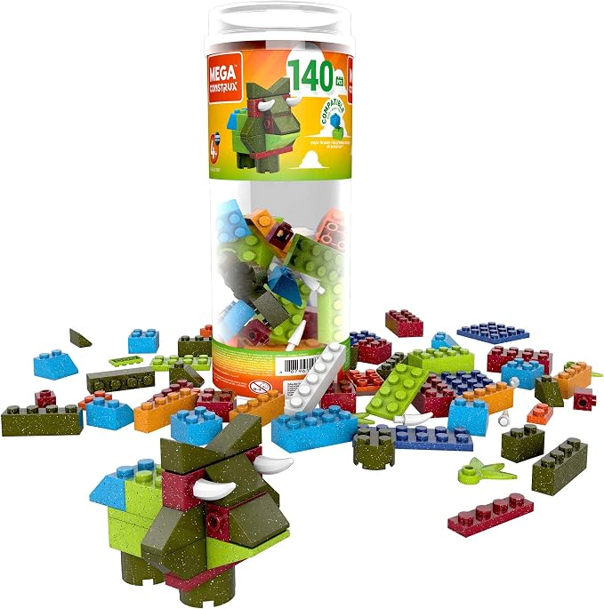 MEGA Construx Kids Blocks Toy Set, Open-Ended Building Bricks Tube with 140 Pieces in Speckled Colors, Ages 4+ Years by Unknown