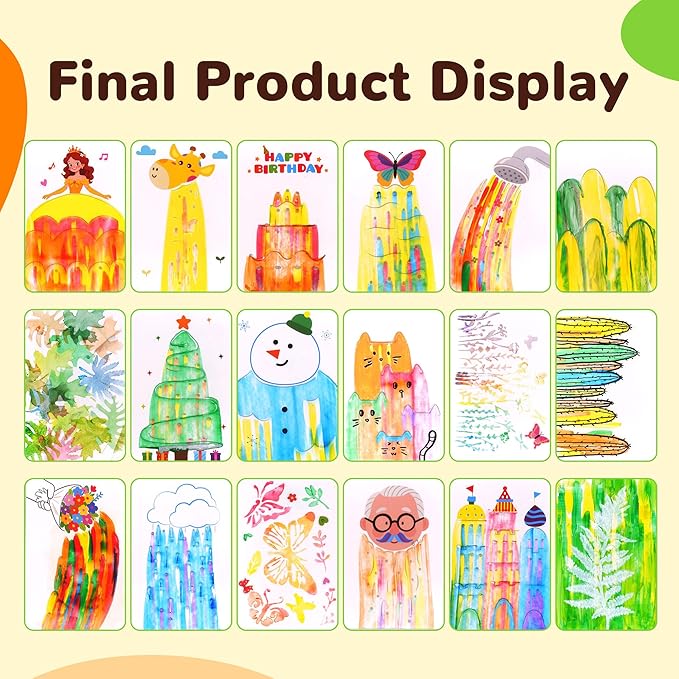 YPLUS Rainbow Scratch Art for Kids, Creative Squeegee Painting Kits, DIY Rainbow Scratch Paper, Magic Kids Crafts with Rubbing Game Birthday Gifts for 6 7 8 9 10 Year Old Girls Boys