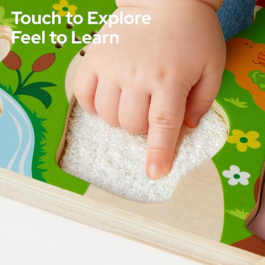 lalalark Tactile & Sound Wooden Chunky Puzzles for Baby 2-4, Musical Farm Animal Toys, Educational Wooden Block Puzzles, Kids Christmas Birthday Gifts, Toddler Learning Toys for 2 Years Old Boys Girls