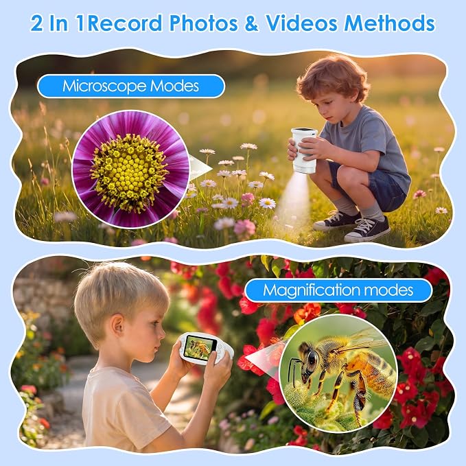4K 1000X Handheld Digital Microscope for Kids with 2.0" IPS Screen(White) - Image 6
