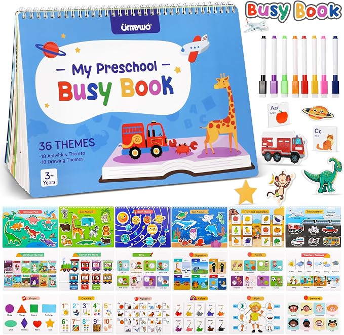 URMYWO My Preschool Busy Book for Toddlers 3-5, 36 Learning Activities by URMYWO