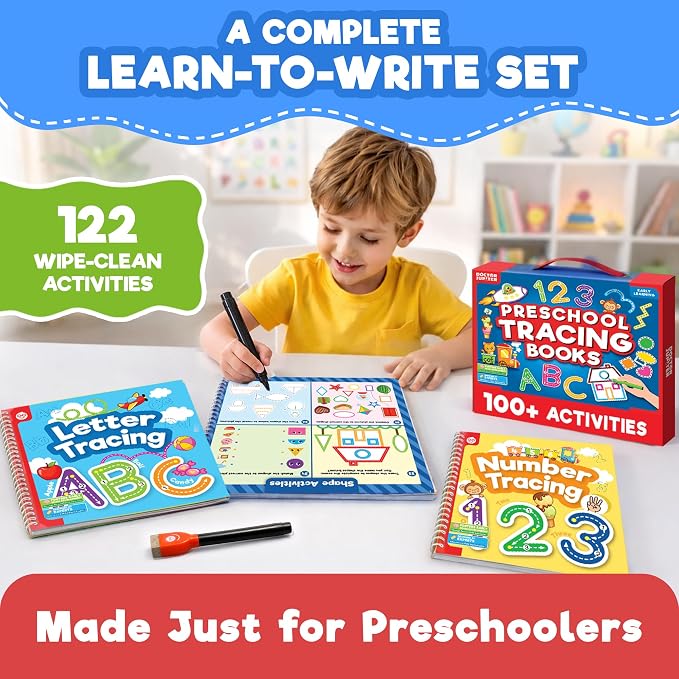 Doctor Jupiter Preschool Tracing Books for Toddlers, 3+ Year Old Kids — Learning Activity Books, Educational Toys, 100+ Wipe Clean Preschool & Kindergarten Activities - Image 2