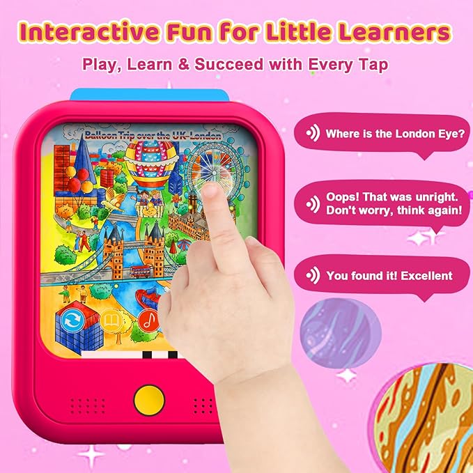 Kids Learning Tablet Bilingual, Educational Learning Toys for Toddlers 2-5 Year Olds, with 2000+ Words and Games, Autism Sensory and Speech Therapy Toys, 2 3 4 5 Year Old Girl Birthday Gift(Pink)