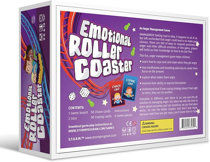 Emotional Rollercoaster | Anger Management Board Game For Kids & Families | Therapy Learning Resources | Anger Control Card Game | Emotion Board Games Games For Kids ages 4-8 -12 | Social Emotional - Image 2