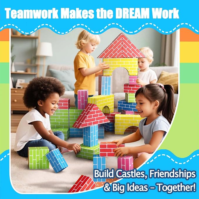 48-Pack Cardboard Building Blocks for Kids: Heavy-Duty Jumbo Stacking Gifts - Image 8