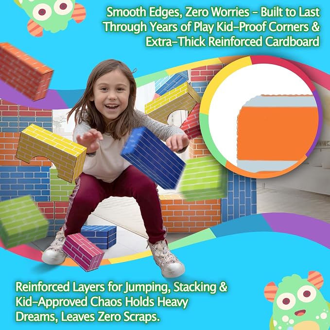 48-Pack Cardboard Building Blocks for Kids: Heavy-Duty Jumbo Stacking Gifts - Image 5