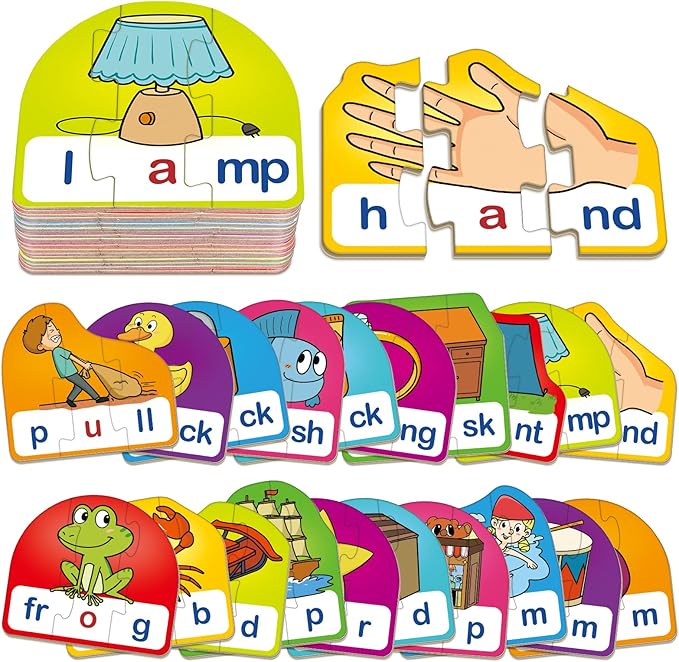 CVCC & CCVC Puzzle Cards for Kids,Phonics Games,Speech Therapy Toys for Toddlers,4 Alphabet Letter Word Puzzle,Learning Reading Spelling Games,Preschool Kindergarten Classroom Must Haves by Unknown