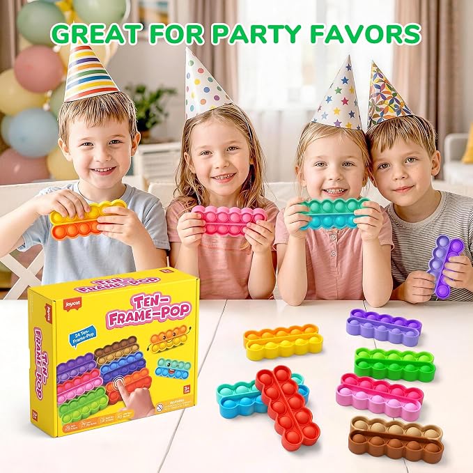 JoyCat 24 Ten Frame Math Manipulatives, Sensory Toys for Kids, Ages 3-5 - Image 2