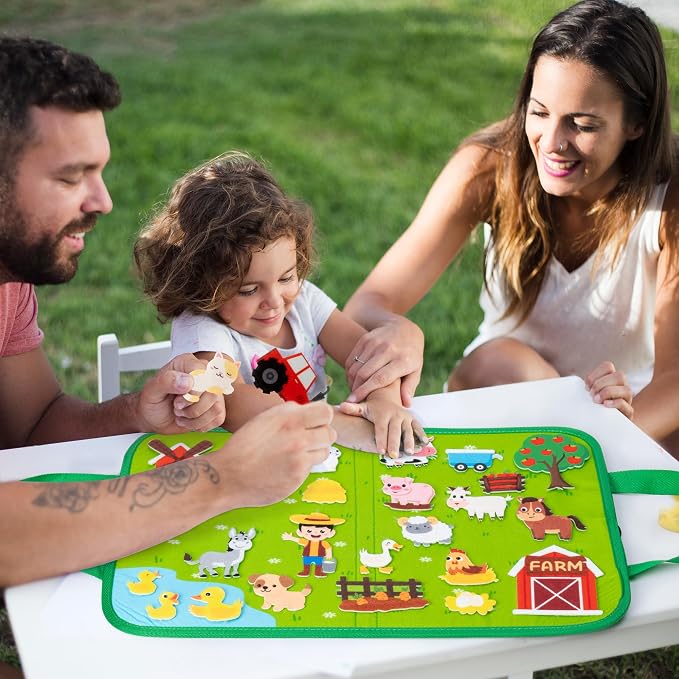 WATINC Travel Felt Board Story Set - 25PCS Portable Felt Board Educational Birthday Gift for Boys & Girls, Themed Storytelling Preschool Early Learning Interactive Play Kit for Toddlers (Farm Animals) - Image 5