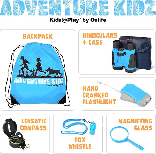 Adventure Kidz - Outdoor Exploration Kit, Children’s Toy Binoculars, Torch, Compass, Whistle, Magnifying Glass, Backpack. Great Kids Gift Set for Camping, Hiking, Educational and Pretend Play. - Image 2
