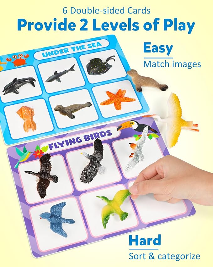 Coogam Sorting Toys for Toddles, Animals Figures Dinosaurs Birds Insects Cognition Matching Game Playset, Fine Motor Learning Activities Educational Toy Gift for 3 4 5 Year Old Kid - Image 2