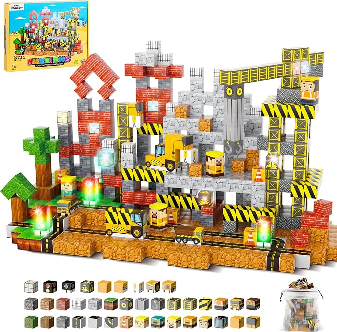 300PCS Magnetic Building Cubes & Blocks Construction Set for Kids by Home