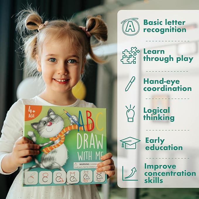 Drawing with Alphabet and Numbers Learning Activity - Perfect for Kids Who Love Toys, Art and Craft, for Girls and Boys Ages 3, 4, 5, 6