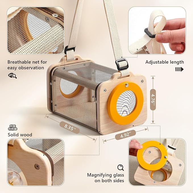 Montessori Wooden Bug Catcher Kit for Kids - 8-in-1 Outdoor Explorer Set with Habitat, Net & Magnifying Glass STEM Learning Toys for Ages 3-8 Nature Gift for Boys & Girls - Image 3