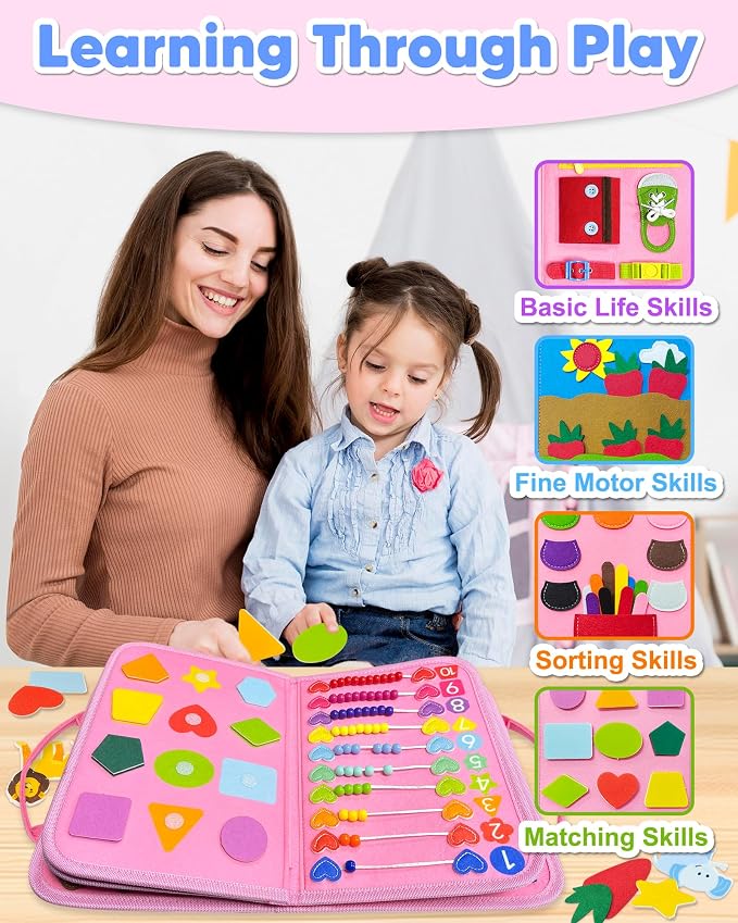 Exorany Busy Board Montessori Toys for Toddler Girl Birthday Gift Busy Book - Image 5