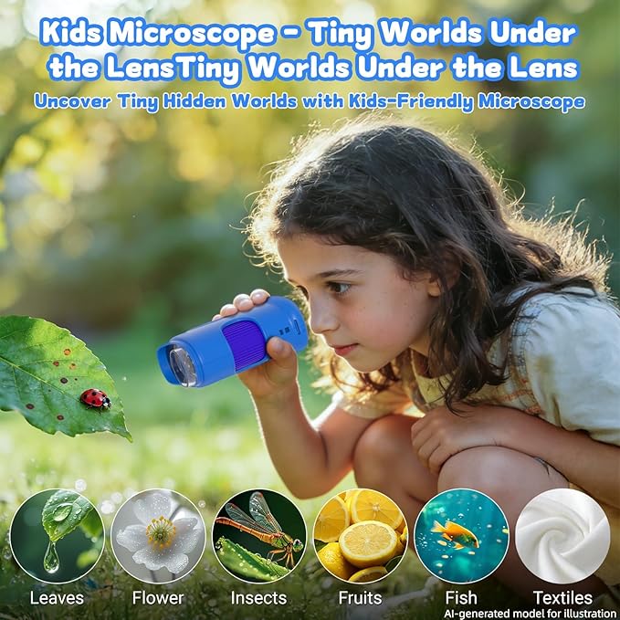 1000X Handheld Microscope for Kids: Pocket Digital Microscope with 2.0''IPS Screen&Photo/Video - Portable Edu Science Kits for Girls Boys - STEM Toys Birthday Gifts Ages 3-6 6-12(Blue) - Image 5