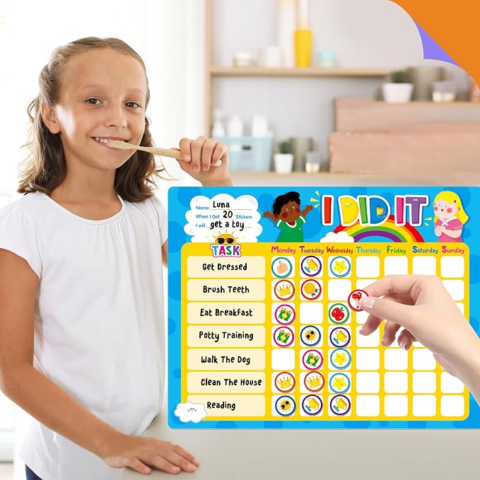 Magnetic Reward Chart, Dry Erase Task Board-One Chart & 72 Magnetic Reward Magnets, Behavior Tracker for Daily Routine, Potty Training - Image 7