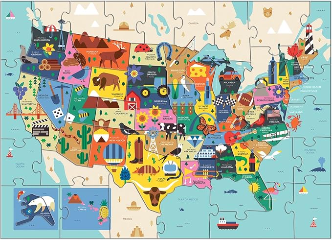 Mudpuppy - Map Of The U.S.A. 70 Piece Geographic Puzzle for Kids - Image 3