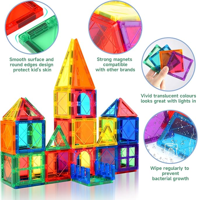 NVHH Magnetic Tiles for Kids Ages 3-5 4-8 Magnetic Blocks Creative Toys - Image 4