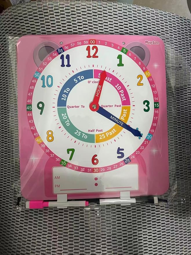 Teaching Clocks for Kids, Large Magnetic Writable Dry Erase Learning Clock with Pen,12" Teaching Demonstration Clock Learning Time to Tell Time for Kids Home School Classroom Supplies-Pink - Image 2