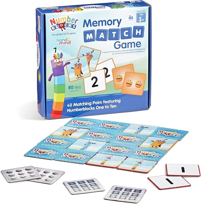 hand2mind Numberblocks Memory Match Game, Tile Game, 80 Tiles, Ages 3+ by hand2mind