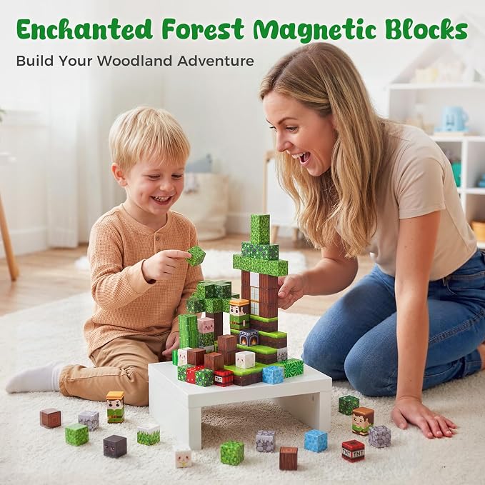 3 otters 150PCS Magnetic Blocks, with a Storage Bag, Forest Explorer - Image 2