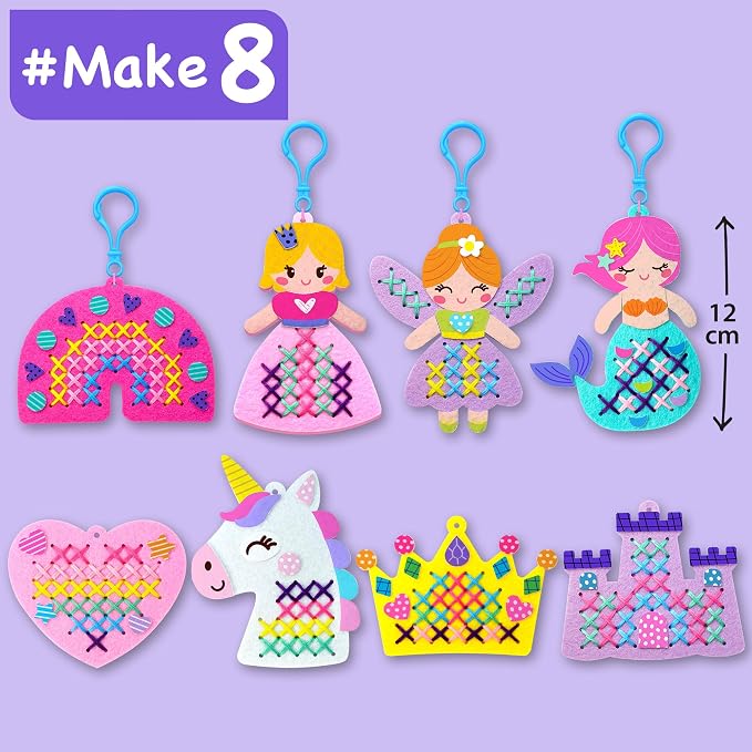 EZCRA Princess Cross Stitch Kit for Kids Ages 4-8, 8 No Mess Felt Projects - Image 2