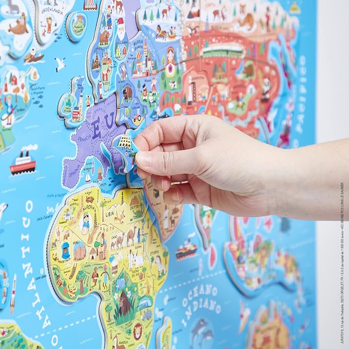 Janod J05513 Italian Version Magnetic World Map Puzzle - Image 6